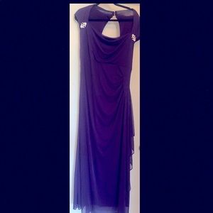 Purple cap sleeve full length homecoming dress rhinestone detail Size 16w tall